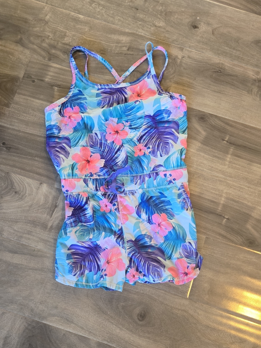 Joe Fresh Blue & Pink Tropical Floral Romper